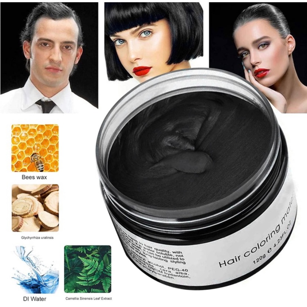 Mofajang Temporary Modeling Fashion DIY Hair Color Wax Mud Hair Dye Cream BLACK